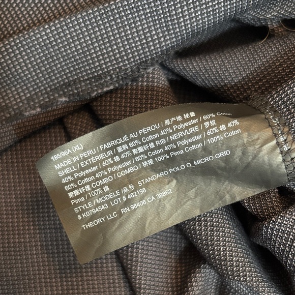 Theory Dark Grey Polo Shirt XL - Picture 4 of 5